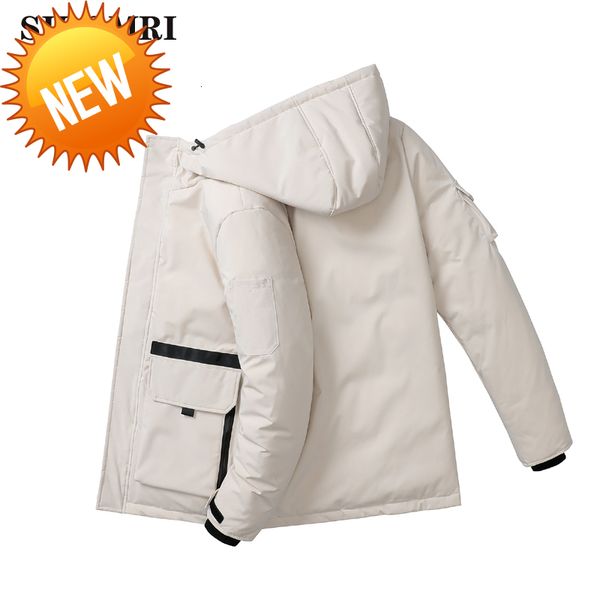 

couple winter jacket 90% white duck down coat hooded glossy color clothing thick warm men and women loose, Black