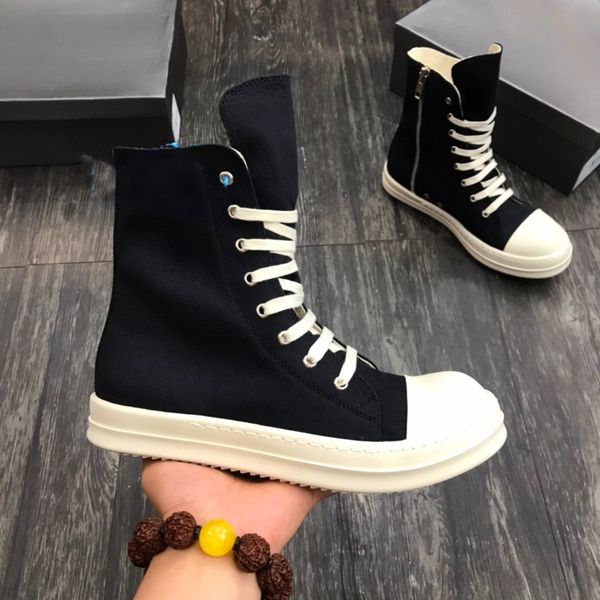 

ro man high shoes women canvas sneakers black lace up boots 35-44
