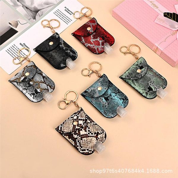 

storage bottles & jars 30ml leopard snake pattern hand sanitizer leather case keychain travel bottle refillable containers flip cap reusable