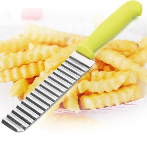 Mais novo Aço Inoxidável Onda Faca de Batata Cortando Faca Ondulado Fries Chips Cortador Slicer Ferramentas de Cozinha VT0336