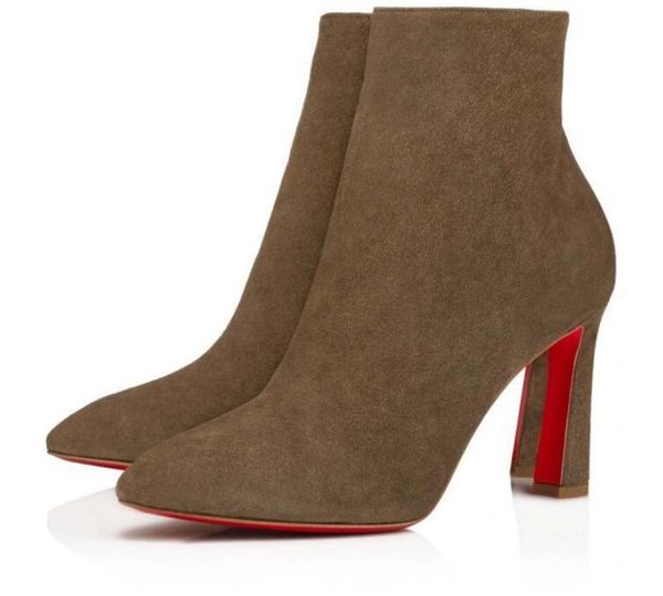 

perfect winter so eleonor ankle boot red bottom boots black leather high heels fashion booty famous lady bottes party wedding box eu 35-43