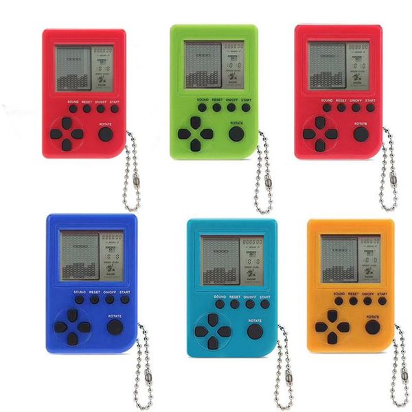 

portable game players random 3 pcs/6 pcs pack tetris console pendant keychain built in 26 games handheld mini consoles