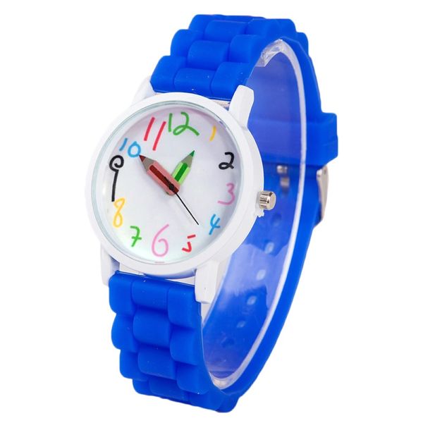 

children's watch fashion wristwatches with pencil pointer quartz for boys and girls, Slivery;brown