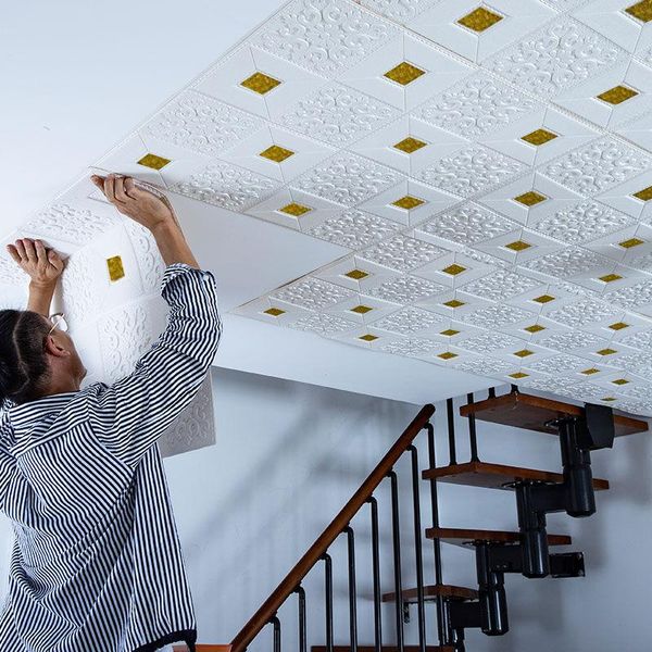 

wallpapers roof ceiling decoration wallpaper 3d stereo wall paper bedroom living room tv background skirt self-adhesive decor sticker