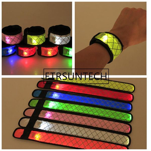 

party decoration 100pcs/lot nylon led sports slap wrist strap band wristband light flash bracelet glowing armband factory wholesale