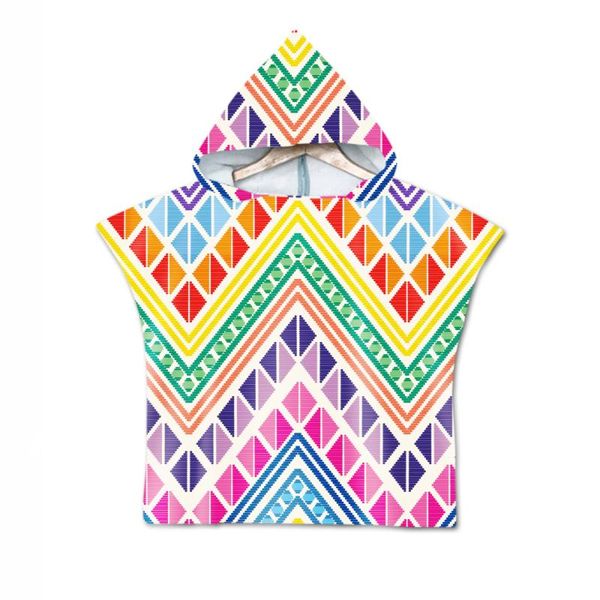 

towel gift geometric chevrons zigzags triangles mandala flower baby kids hooded pool bath swim beach poncho cape