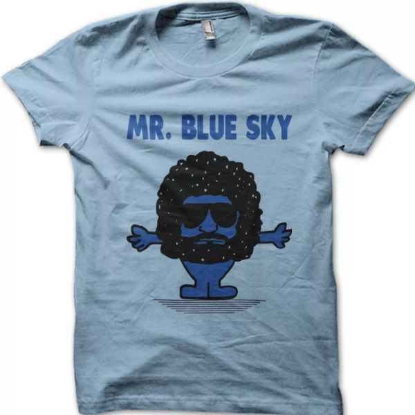 

MR BLUE SKY inspired by JEFF LYNNE's ELO printed t-shirt 9113, White;black