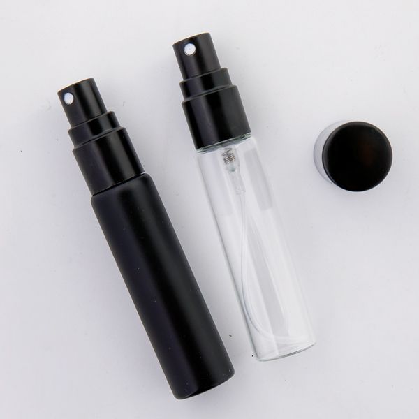 

100 x 10ml clear & matte black full cover fine mist spray bottle light-proof perfume refillable atomizer jar