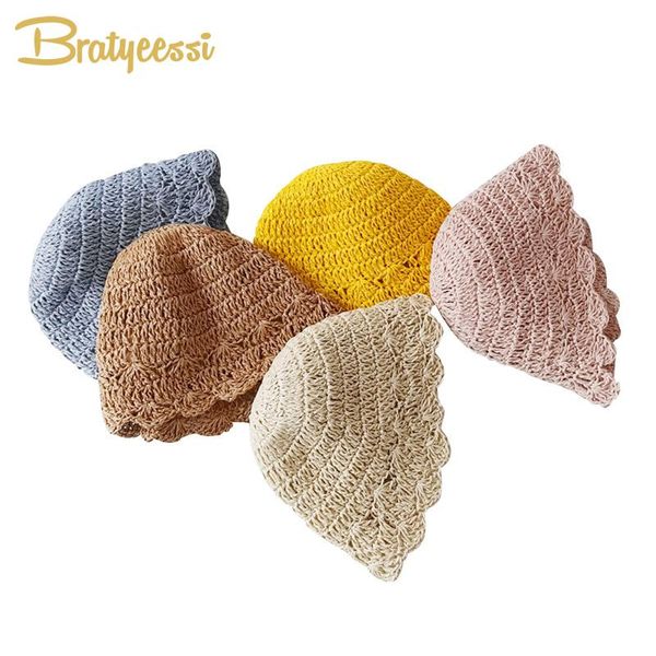 

baby summer hat straw beach panama kids bucket adjustable holiday outdoor travel children sun cap for girls caps & hats, Yellow