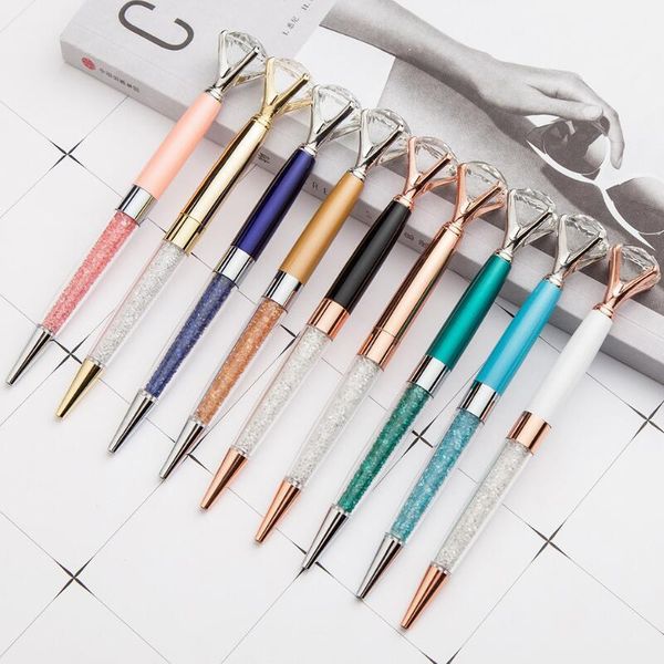 

ballpoint pens wholesale large diamond metal luxury big crystal pen business gift wedding favor s5vs, Blue;orange