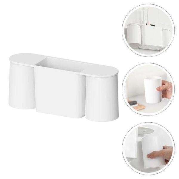 

1pc punch wall mount toothbrush holder household rack (white) bath accessory set