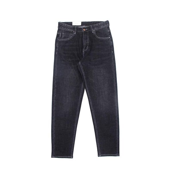 

men's jeans f210802 autumn winter thicken casual loose straight zipper stretch high waist street gray black male denim pants, Blue