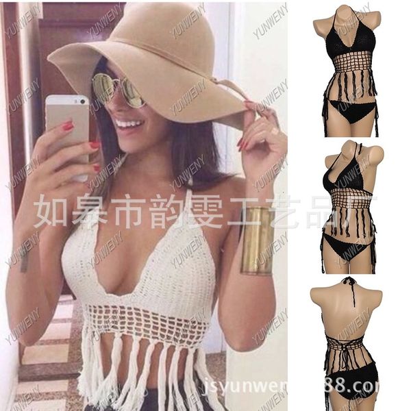 

Sexy Cotton Swimsuit, Bikini Top, Bohemian Style Crochet Sling, White;black