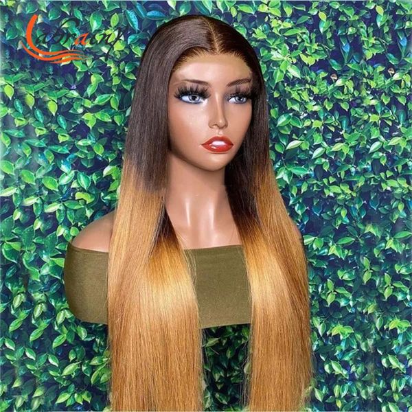 

lace wigs 30 inch1b 27 hd transparent frontal human hair highlight honey blonde pre plucked full ombre brown colored wig 13x6x1, Black;brown