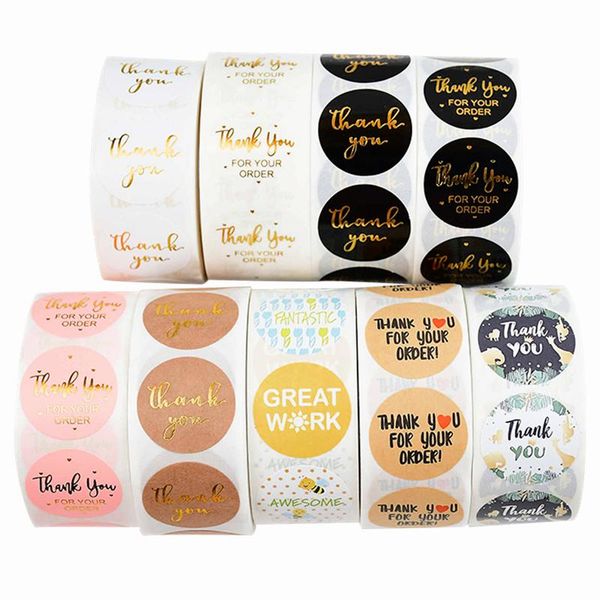 

gift wrap 500pcs/roll paper sticker thank you design stickers festival birthday party wrapping label diy scrapbooking decoration