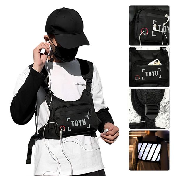 

running chest rack bag mobile phone hip-hop street clothes fashion pockets multifunctional tactical vest gym outdoor bags