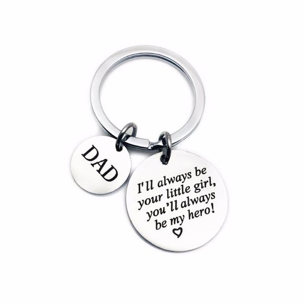 

keychains dxjel keyring i'll always by your little girl you'll be my hero key chain fathers day gifts fashion jewelry accessories, Silver