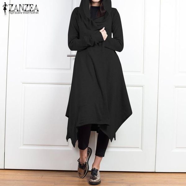 

women's jackets fashion irregular coats autumn zanzea 2021 casual long sleeve hooded outwears female open stich plus size, Black;brown