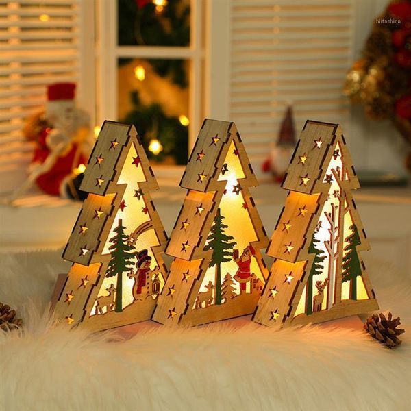 

christmas decorations 1pcs colorful wooden night light tree shape luminous deskornaments led for weddings party supplies