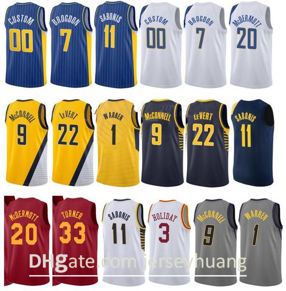 

city earned edition print basketball 7 malcolm brogdon jersey 11 domantas sabonis 22 caris levert 1 tj warren 20 doug mcdermott, Black;red