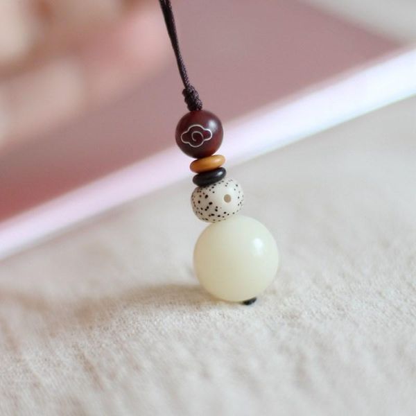 

cell phone straps & charms short mobile chain u disk keychain ladies bag ornaments baiyu xingyue bodhi sandalwood xiangyun pendant