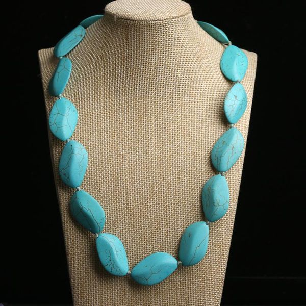 

chokers retro ethnic vintage party wedding necklace women blue stone choker boho jewelry geometric shape handmade accessories, Golden;silver