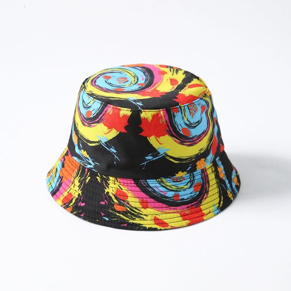 

hat spring and summer leaf print double side fisherman's basin leisure travel sun