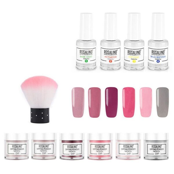 

nail art kits rosalind 11pc dipping powder set gel polish manicure dust diy glitter holographic with brush