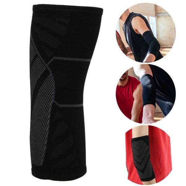 

pcs/lot black durable nylon knitted elbow pad pressure belt breathable protection universal outdoor sports safety equipment & knee pads, Black;gray