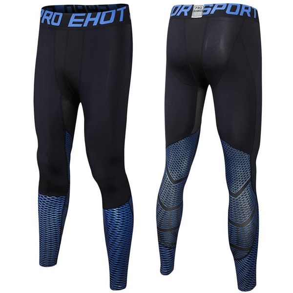 

spring and summer men elastic quick-drying trousers tight running sports basketball training fitness compression pants, Black;blue