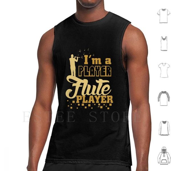 

men' tank transverse flute saying vest design motif music musical instrument, White;black