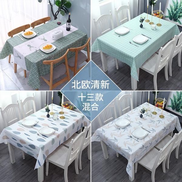 

table cloth pvc tablecloth waterproof and oil-proof nordic ins lattice tea