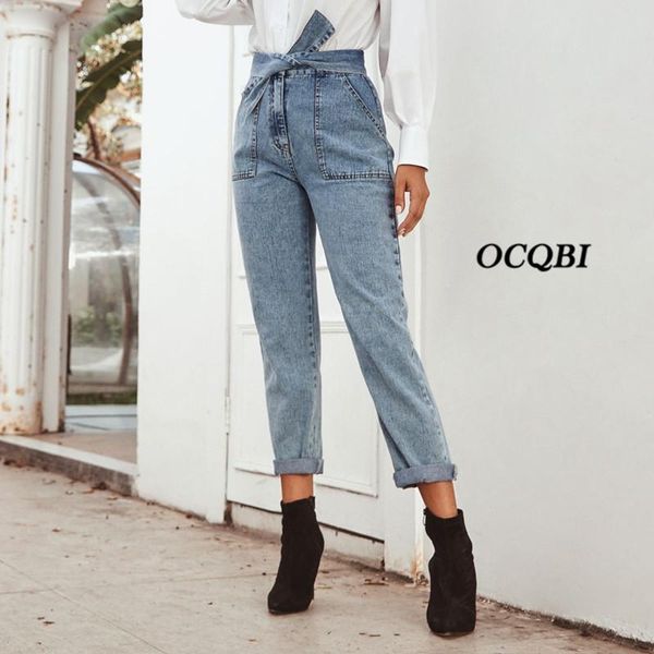 

women's jeans 2021 women straight vintage casual high waisted fashion denim blue