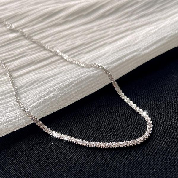 

pendant necklaces 2021 trend s925 silver necklace gypsophila plain female clavicle chains neck collar necks chain sparkling torsion jewelry