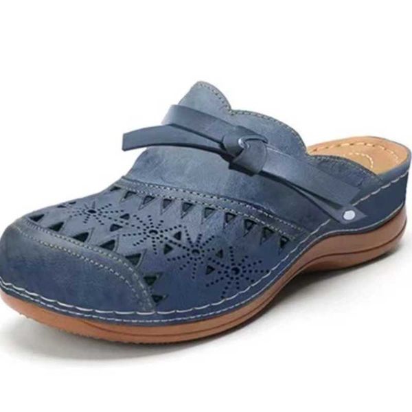 

sandals summer women wedges shoes woman close toe hollow sandales femmes wedge heel female mules slip on slide sandalias wsh4064, Black
