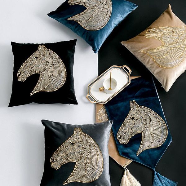 

creative horse head drilling velveteen pillowcase sofa cushion cover car living room decoration no core cushion/decorative pillow