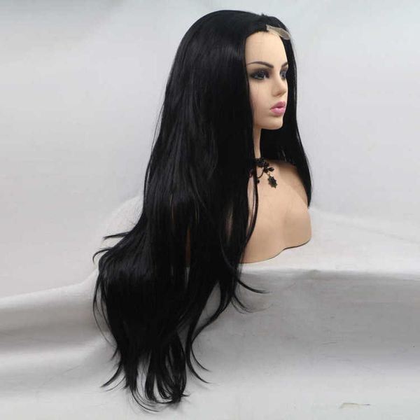 

selling chemical fiber front lace long curly hair black wig overseas, Black;brown