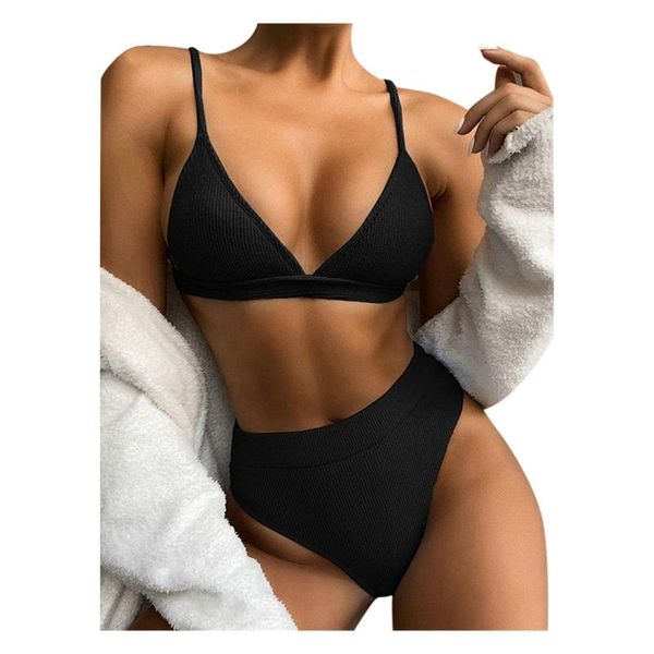 

women's swimwear swimming suit 2021 women bandeau bandage bikini set push-up brazilian beachwear swimsuit tankini, White;black