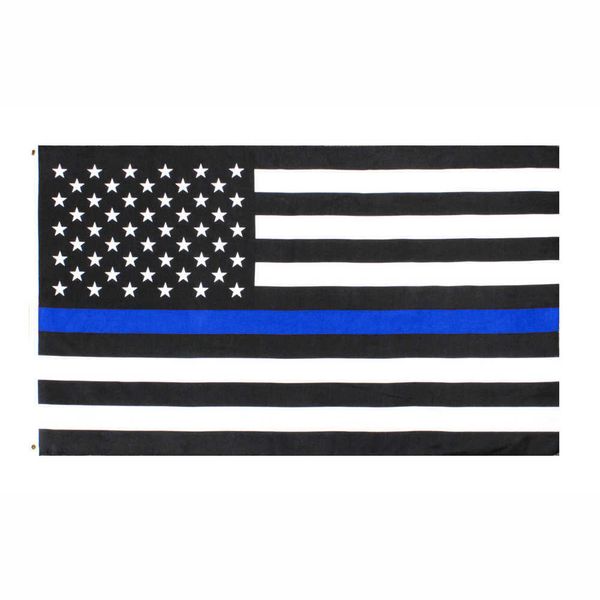 commercio all'ingrosso diretto della fabbrica 3x5Fts 90cmx150cm Ufficiali delle forze dell'ordine USA US Polizia americana sottile linea blu Bandiera DAP33