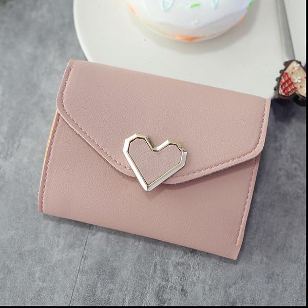 

women wallets 6 color money bags short love small purse womens student card holder id bag business coin, Red;black