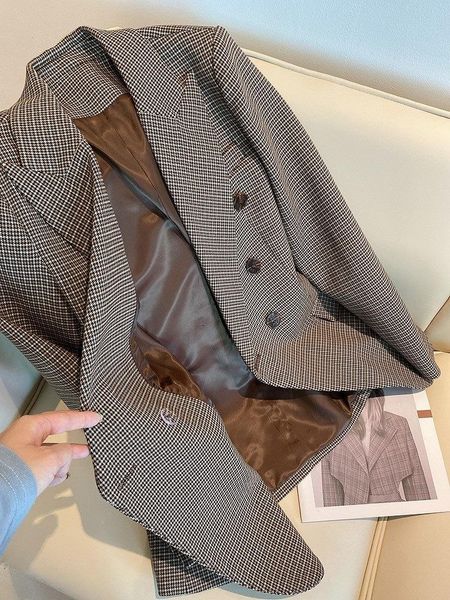 

women's suits & blazers houndstooth wool suit high-end three-dimensional tailoring jacket 2021 autumn clothing, White;black