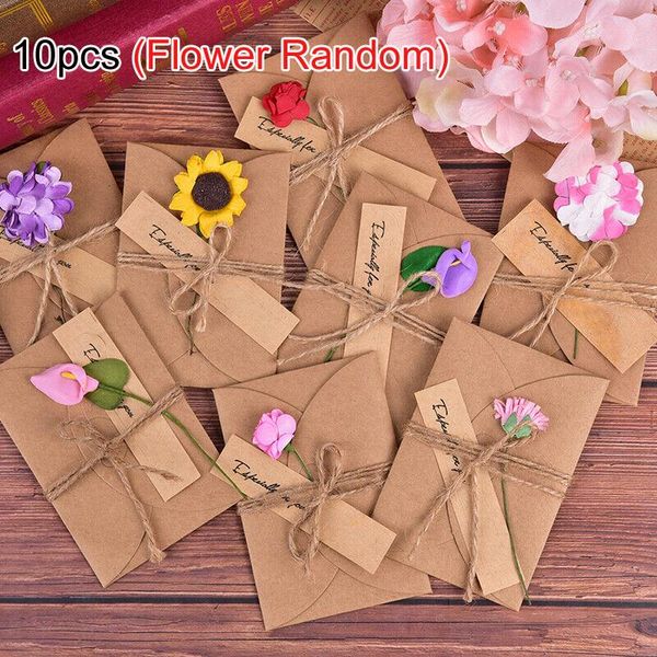 

greeting cards 10pcs flower retro diy kraft paper invitation card envelope handm hang tags gift wrapping decor