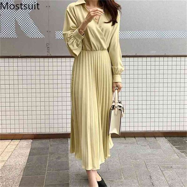 

solid elegant women long dress spring full sleeve v-neck a-line pleated dresses fashion office ladies vestidos mujer 210513, Black;gray