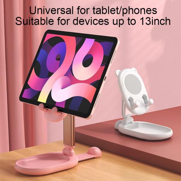 

adjustable deskphone stand holder with mirror portable and foldable suit for phones tablets within 12.9inches cell mounts & holders