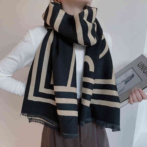 

design net red korean warm anti cashmere scarf in autumn and women's versatile shawl dual-purpose long thickened bib, Blue;gray