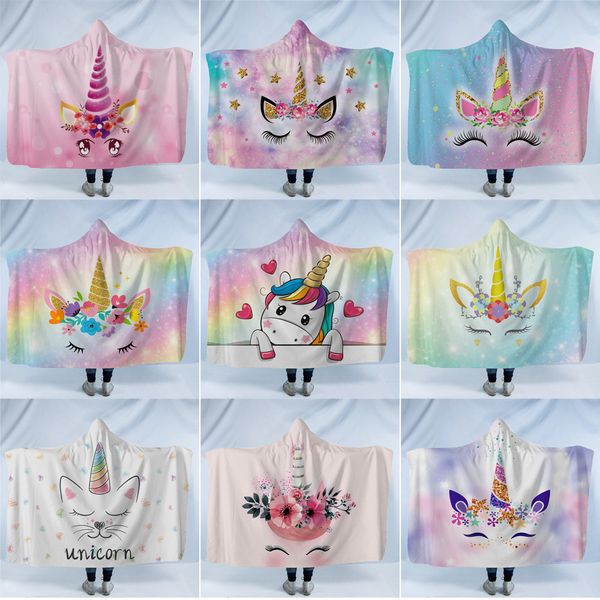 

child adults little cute unicorns blanket sherpa fleece home girl boy unicorn warm hooded blankets wearable children kids gift