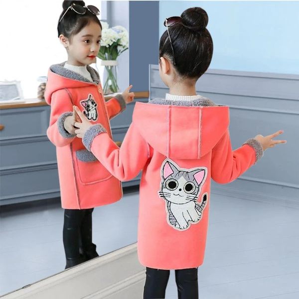 

cutecatpatterngirlsjacketautumnwinterclothing2021stylechildrensthickfurwoolencoatgirlsclothing3-12yrs, Blue;gray
