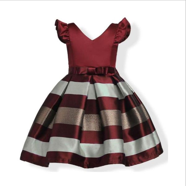 

girl's dresses birthday wear 2021 girl dress baby princess striped girls for party and wedding kids clothes ropa de ninas, Red;yellow