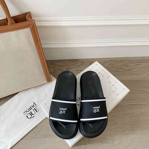 

official website 70% off outlet summer new thick bottomed slippers with flat beach, Black