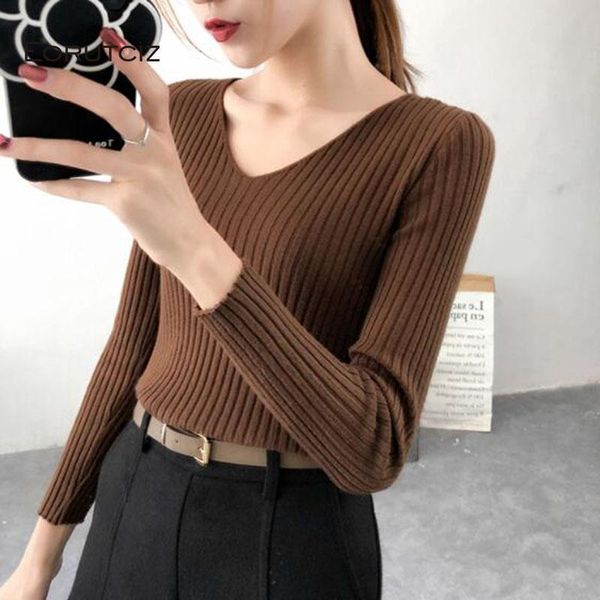 

women's sweaters eorutciz autumn knitted sweater women v neck pullovers slim winter vintage casual long sleeve basic lm478, White;black